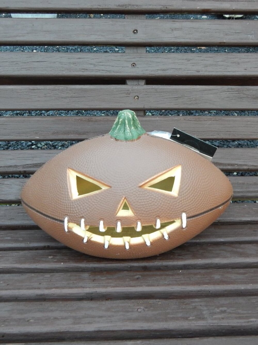 Gimmy Light Up Football Shape Jack-o-lantern Pumpkin Halloween Decor